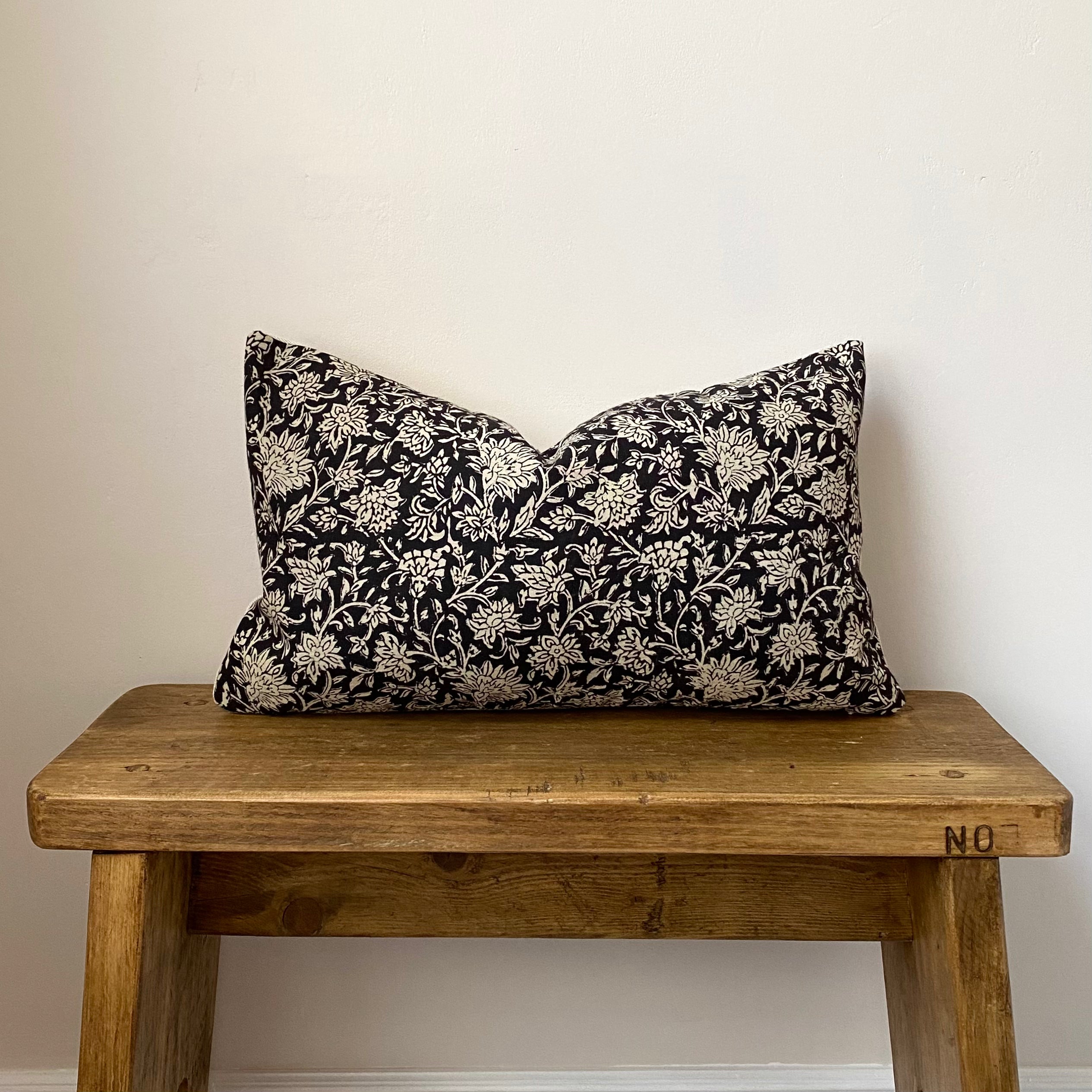 Black floral cushions clearance