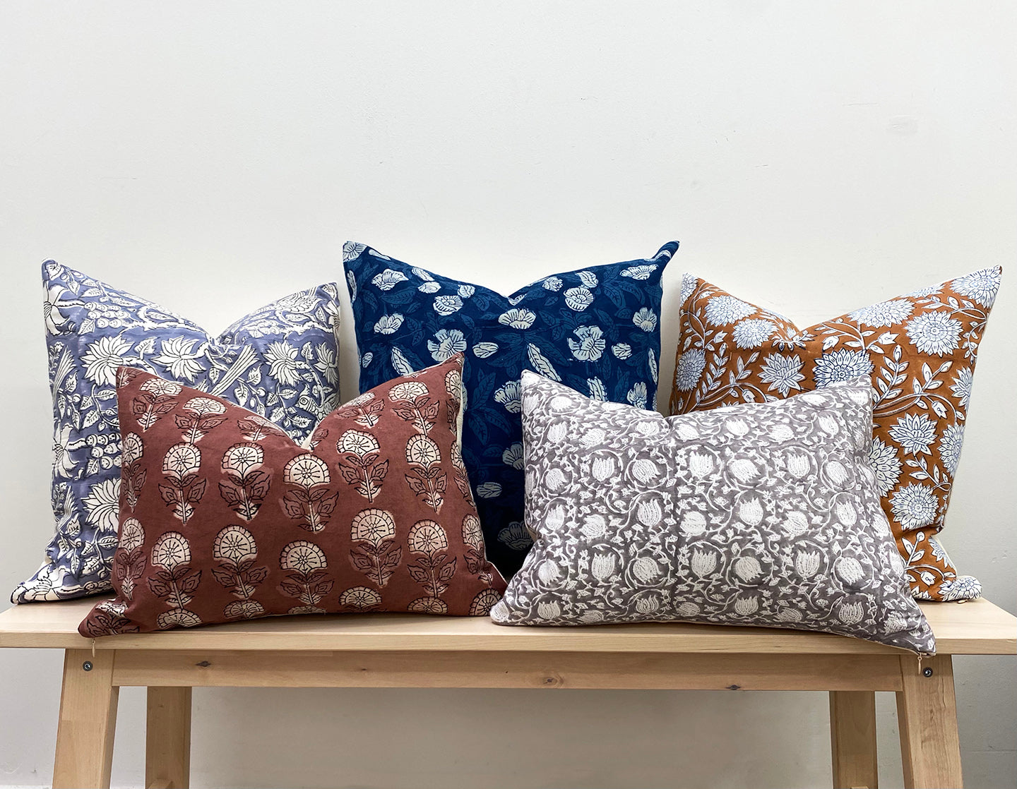 Dusky Burgundy Floral Block Print Pillow Cover 16 x 12 Bonny Boutique