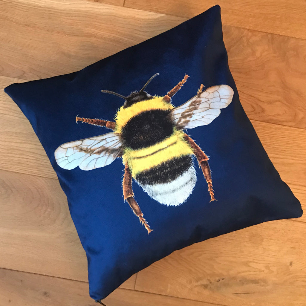 Velvet Bee Cushion Navy Blue Bonny Boutique