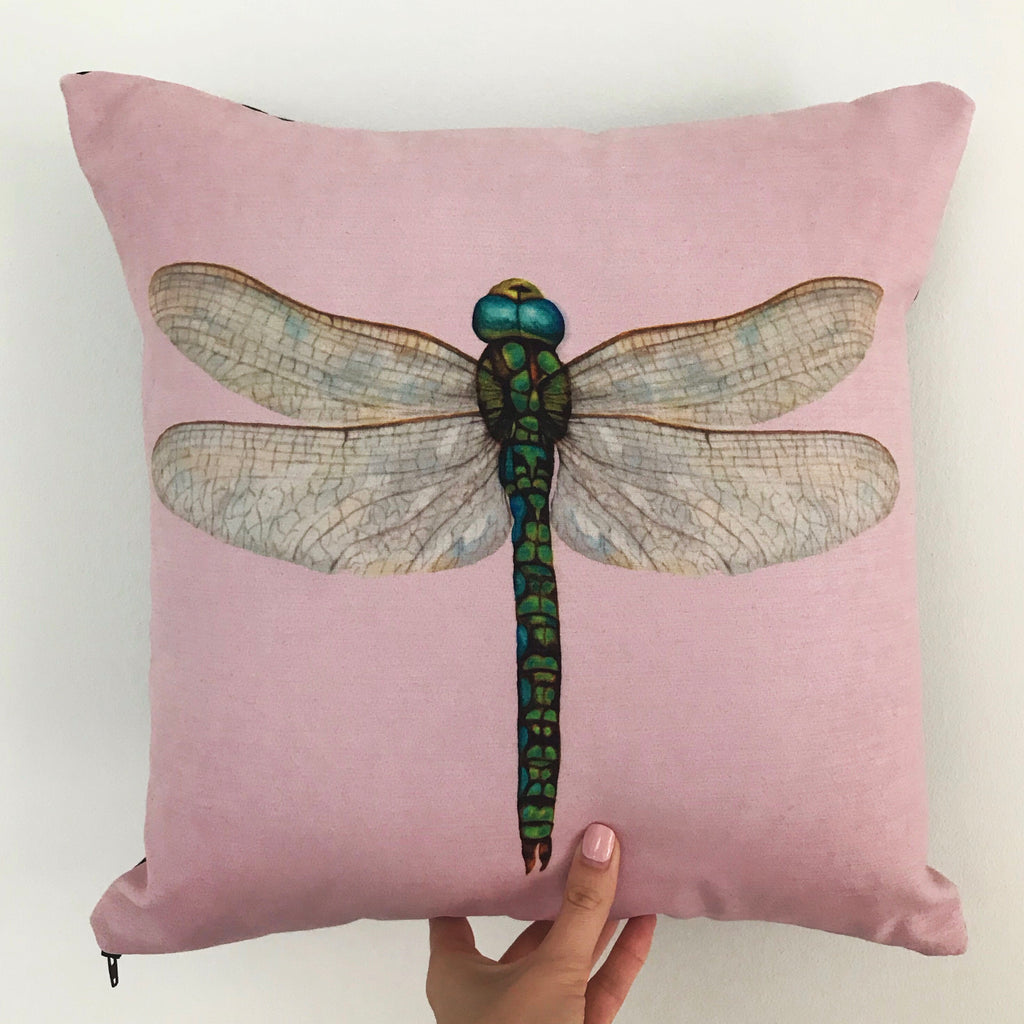 pink dragonfly cushion