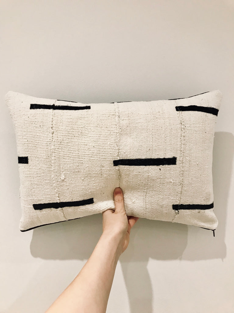 Rectangle lumbar african mudcloth cushion